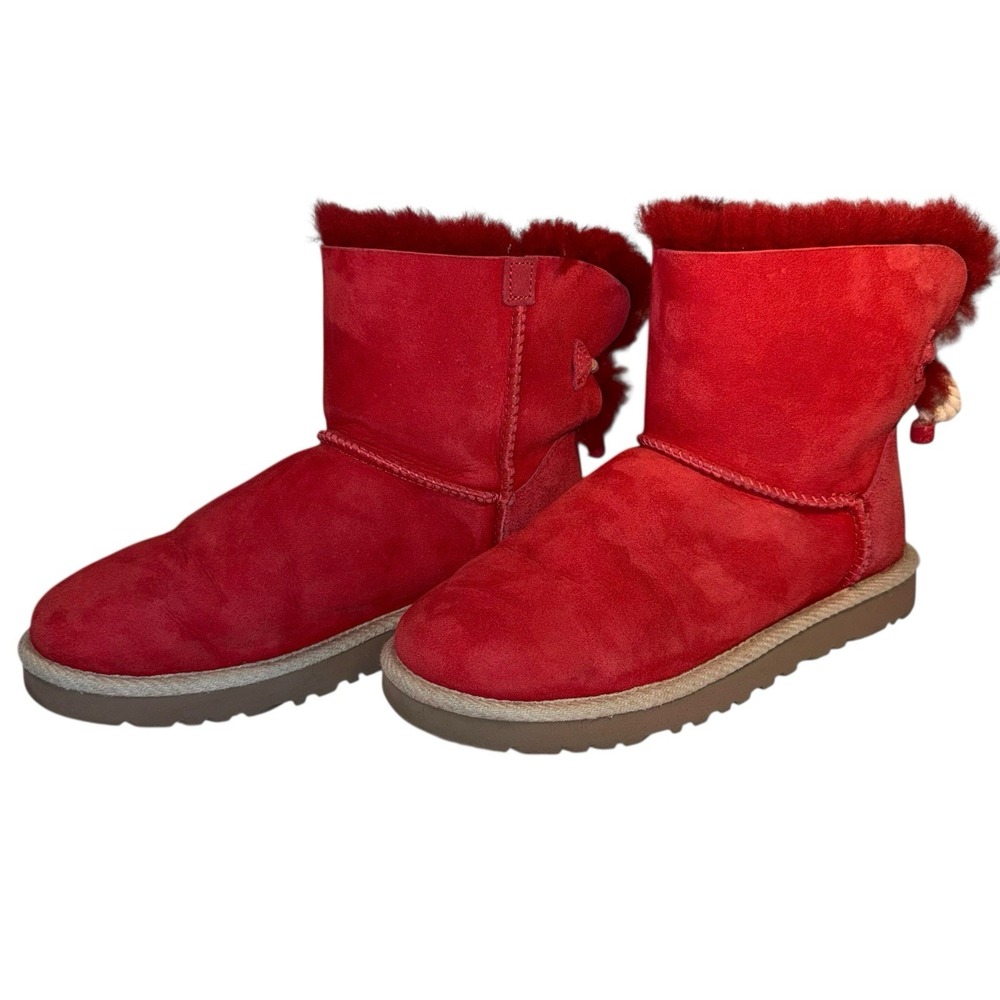 UGG Selene Nautical Rope Tie Back‎ Slip On Boots- Red Suede, Women's Size 7 - Picture 4 of 6